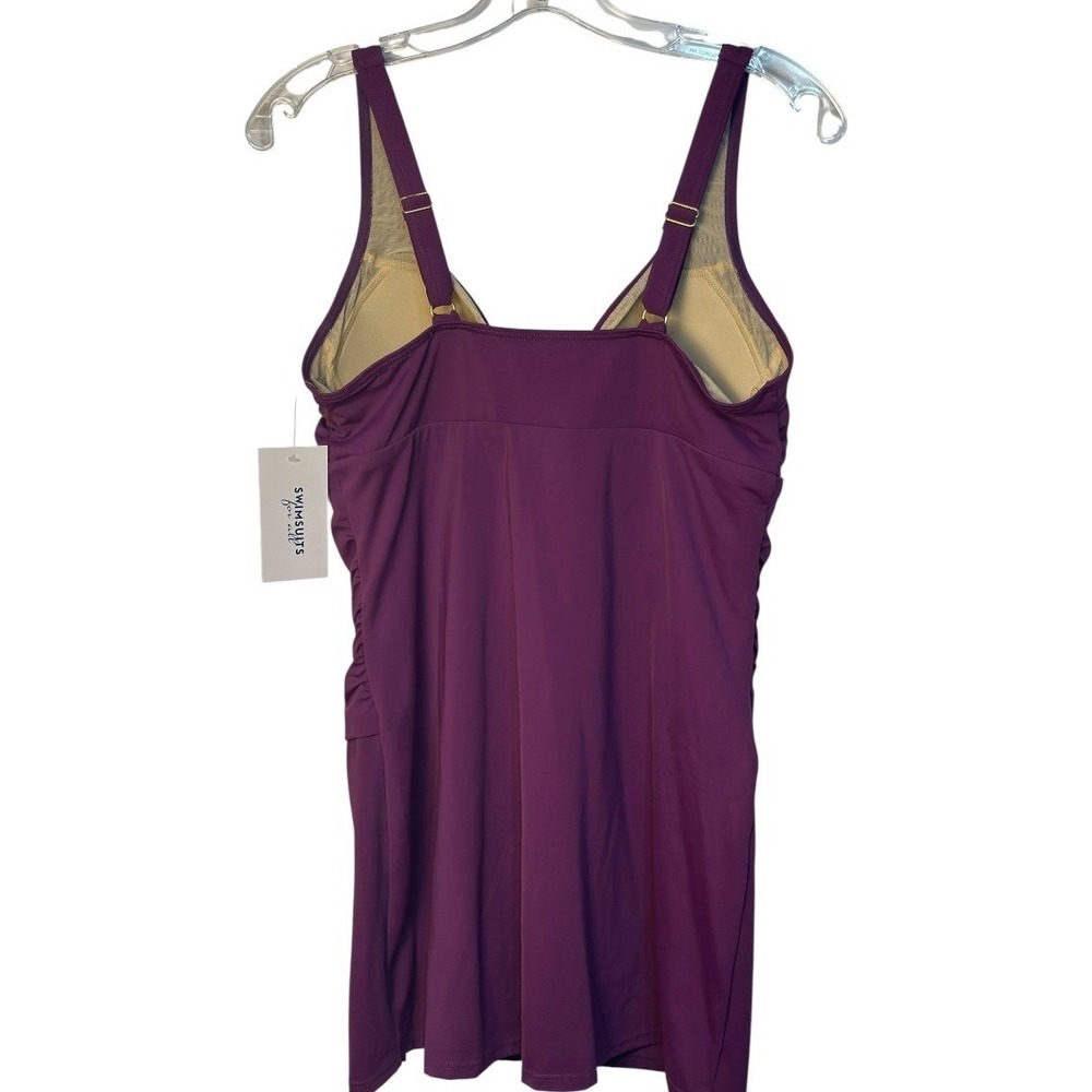 Swimsuits For All Purple Ruche Tummy Control Swim Bathing Suit One Piece 12  NWT - Picture 2 of 6